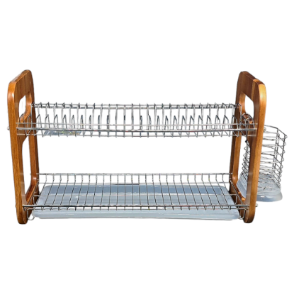 Picture of Billi Stainless Dish Steel Rack with Wood Handle 045