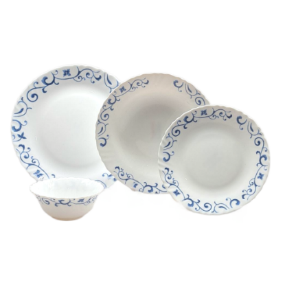 Picture of La Opala SWIRLS BLUE Bouquet Plate Set of 24 Pieces
