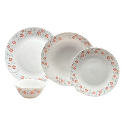 Picture of La Opala GRACE RED Bouquet Plate Set of 24 Pieces