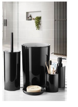 Picture of PRIMANOVA FLORES Black Bathroom Set 5 pcs SAS17/06