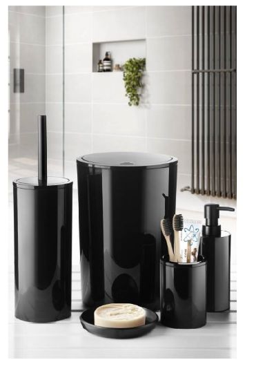 Picture of PRIMANOVA FLORES Black Bathroom Set 5 pcs SAS17/06